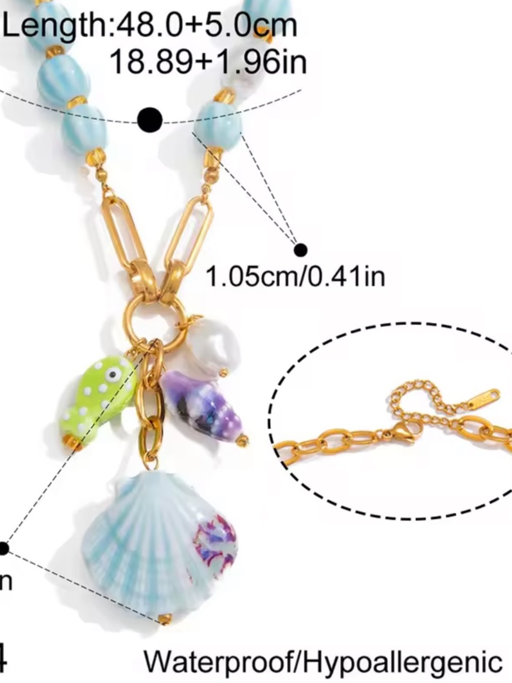 Beach Babes Pastel Beaded Shell Charm Necklace - Picture 13 of 13